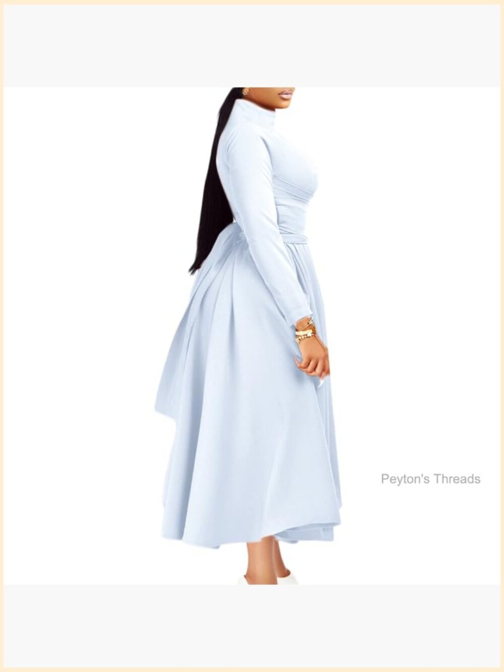 Elegant Long Sleeve Maxi Dress A-Line Swing Cocktail Party Dress Women - Picture 2 of 3